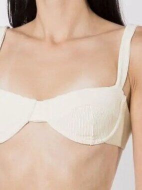 Haight Women's Ivory Gaia Rib Knit Bikini Top Size L
